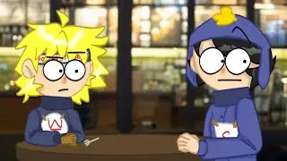 I try to get the waiter's attention by blinking in morse code