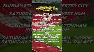 LIVERPOOL FC | ANFIELD STADIUM | HOME FIXTURES 2026