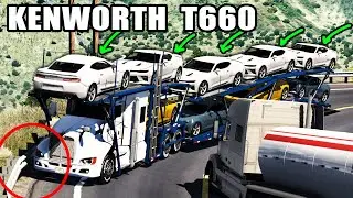 Así es un CAMIÓN NODRIZA Transporté 9 VEHICULOS Deportivos 🚚 Kenworth T660 American Truck Simulator