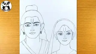 Simple outline shree ram and mata sita god pencil drawing | hindu lord art​⁠@TaposhiartsAcademy