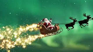 Santa Flying with Magic Stars Green Screen | Christmas Effect Loop 01