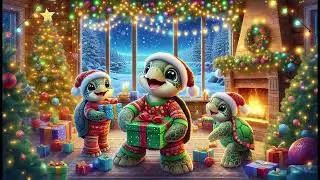Christmas Sea Turtle Wallpaper / Background with Fire Crackle Sounds