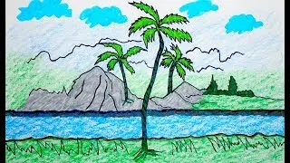 How to drawing Scenery, scenery of mountain, Coloring Pages VIDEO FOR KIDS