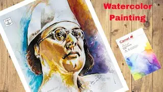 How to draw Kazi Nazrul Islam Portrait/ Watercolor Painting,tutorial.