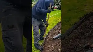Installing metal edging. #metal #edging #shoveling #dirt #landscaping