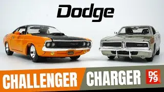 Dodge Challenger R/T 1970 vs Charger R/T 1969. Diecast car 1/24 by Maisto.