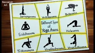Yoga asanas chart drawing with names / How to draw Yoga poses drawing / Yoga asana drawing