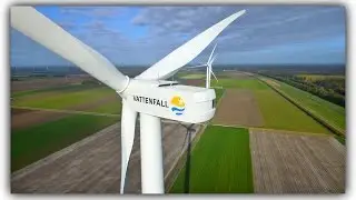 27~ windmill and factory chimney by drone
