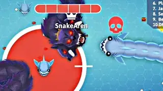 Snake.io 🐍 Cerberus vs King of the Sea - Playing Without Eat Gold Box - Walkthrough Gameplay