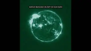 Sun 24 Hour Timelapse | (Iron IX / 93 &Aring;) | NOAA GOES-19 Extreme Ultraviolet (Aug 25, 2025)