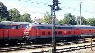 218 476 und 218 499: Ankunft mit IC 118, kuppeln, rangieren, Motorstarts und Ausfahrt mit IC 119