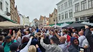 AGF Aarhus supportere i Brugge centrum 27.07.2023