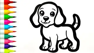 How to draw and color a cute Dog 🐶 🦮  with rainbow color 🌈.  #art #drawing