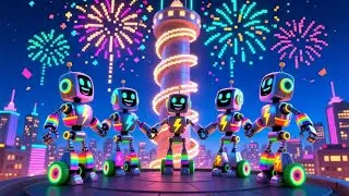 Five Little Robots on the Run | Fun Kids Adventure Rhyme | Nursery Rhymes & Songs for Children