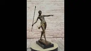 Diana the Huntress Bronze Female Warrior Artemis Sculpture with Spear YRD-1156BG