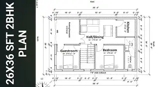 🏠 26x36 Sq Ft 2BHK North Facing House Plan | Modern House Design | Vastu Friendly Layout 2025