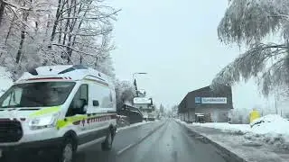 Snowy Journey: Driving from Brenner, Italy to Stinach am Brenner Austria in Heavy Winter Wonderland