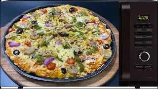 Pizza recipe with pizza base dough in microwave oven | microwave oven recipes |homemade pizza recipe