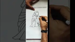 Sankranthi special quick simple and easy drawing of Beautiful women making rangoli using letter A
