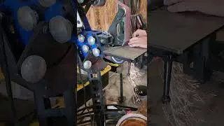 My ameribrade in action. #crazytrainforge #bladesmith  #ameribrade #redlabelabrasives