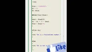 PHP program to check for a Palindrome number.
