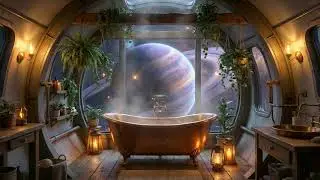 Orbital Bath Retreat Ambience (4K) | Cozy Space Spa for Deep Sleep & Relaxation