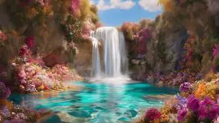 Luminous Spring Waterfall | Soothing Water Sounds to Connect with your Inner Peace | Divine Nature