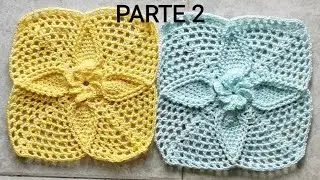 Piastrella all'uncinetto , centrino con fiore 3d. Tutorial passo passo uncinetto. Parte 2