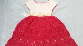 Vestido de crochê ponto de pinha para princesa de 5 a 6 anos