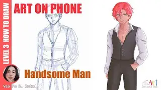 How to Draw Anime Man Bust Using your Phone | How to Draw Manga Handsome man Tutorial