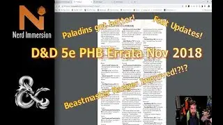 D&D 5e Player's Handbook Errata November 2018 | Nerd Immersion