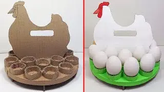 HUEVERA con FORMA de GALLINA FABRICADA en CARTÓN FÁCIL y RÁPIDO - PORTA HUEVOS de CARTÓN CASERA