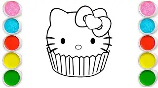 Рисование, раскрашивание и создание картинок в виде кексов Hello Kitty для детей и малышей. Детск...