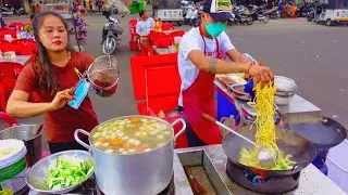Drooling! Must TRY KHMER Fried Rice, Seafood KUY TEAV, $0.50 Organ Skewers | BEST Cambodian Food