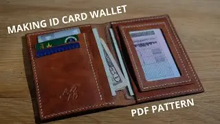 Making leather id card holder. DIY card wallet. Pattern PDF