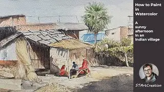 Watercolor Landscape Demo | A Sunny Afternoon in an Indian Village