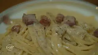 Pasta with guanciale, mature cheese and pepper