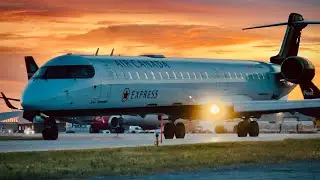 *SUNSET DEPARTURE* Air Canada Mitsubishi CRJ-900LR departure from CYOW