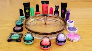 Pink vs Purple vs Green - Mixing Makeup Eyeshadow Into Slime! Special Series Satisfying Slime Video
