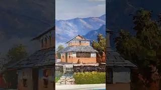 Nepali village, #acrylicpainting #art #brushhack #easyartlover