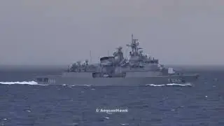 Turkish Navy Frigate F244 TCG Barbaros westbound in east Mediterranean Sea.