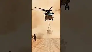 Massive Helicopter Airlifts Armored Vehicle in Desert Combat Zone! #shorts