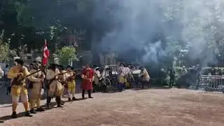 Danska artilleriskjutande kanonscener av Karl X Gustavs f&ouml;rsta danska krig.