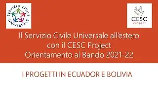 I Progetti SCU in Ecuador e Bolivia con il CESC Project - Bando 2021-22