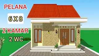 Desain Rumah Minimalis 6x8 Meter - 2 Kamar Tidur dan 2 Toilet 