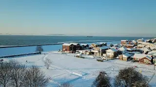 Canvey Island Snow Drone Shots 2802