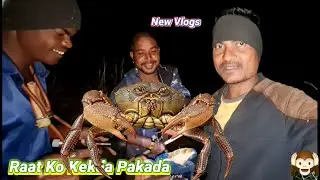 Raat Ko Kekda Pakada 👍||Crab Catching 🦀 ||#couplevlogs #village #vlogger 