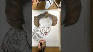 Realism Time Lapse Drawing Pennywise Stephen King It Derry #halloween #horror #pennywise #drawing