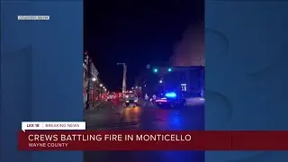 Crews battling fire in Monticello