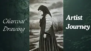 Realistic Charcoal Drawing of a Girl | Shading Tutorial / Beautiful Girl in Hijab.